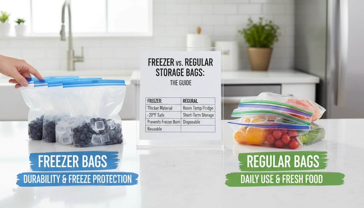 Sac zipper pour congélateur vs sacs ordinaires : guide des différences Freezer Ziplock Bag vs Regular Storage Bags Guide