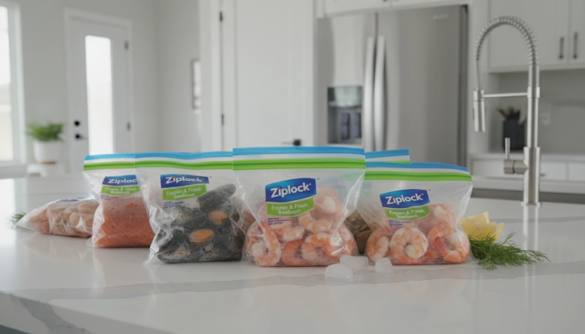 Ziplock Bags for Seafood Packaging Durable Leakproof Storage 3 Pembungkusan Perikanan Sejuk Beku dan Segar Menggunakan Beg Ziplock